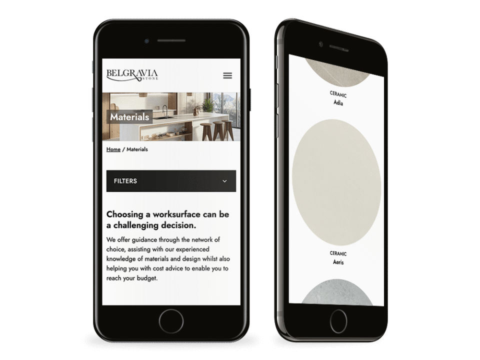 An example of high end design for a local business visualised on a desktop device