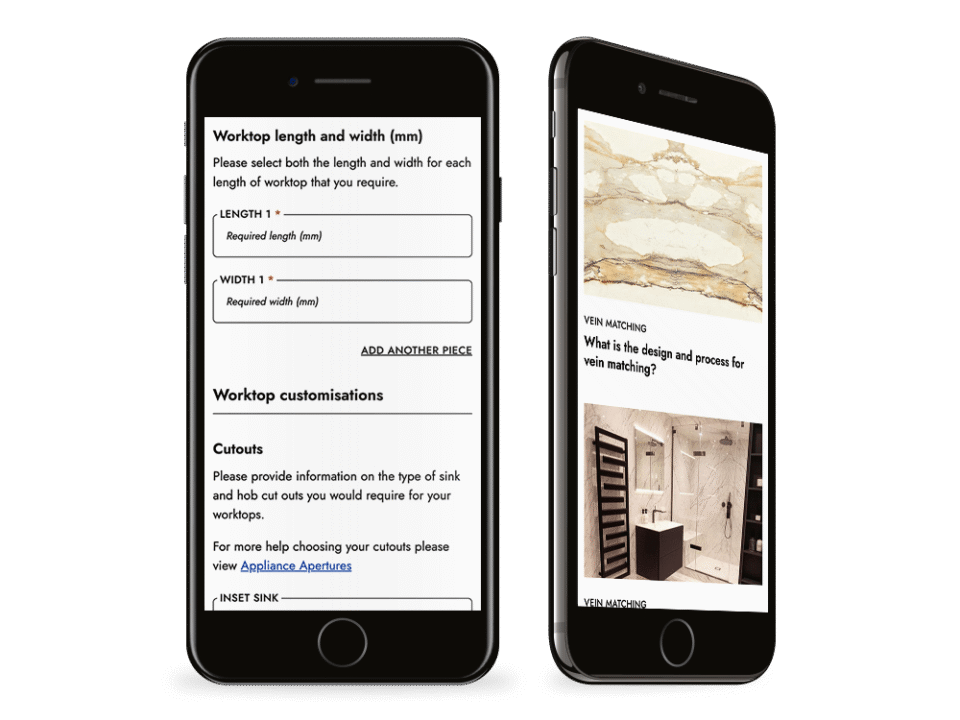 An example of high end design for a local business visualised on a desktop device