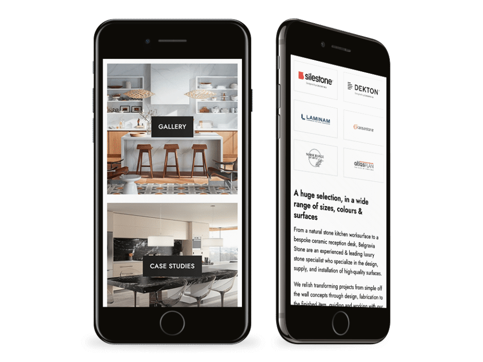 An example of high end design for a local business visualised on a desktop device