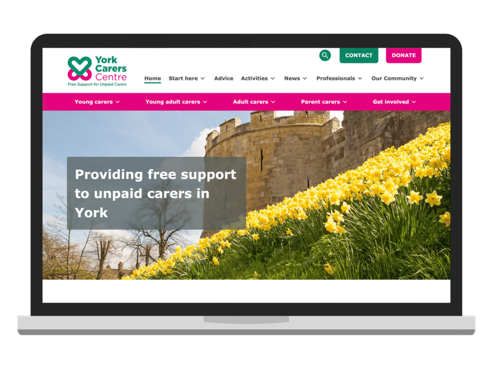 An example of high end design for a charity organisation visualised on a desktop device
