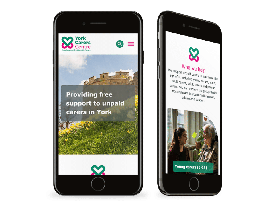 An example of high end design for a charity organisation visualised on a mobile device