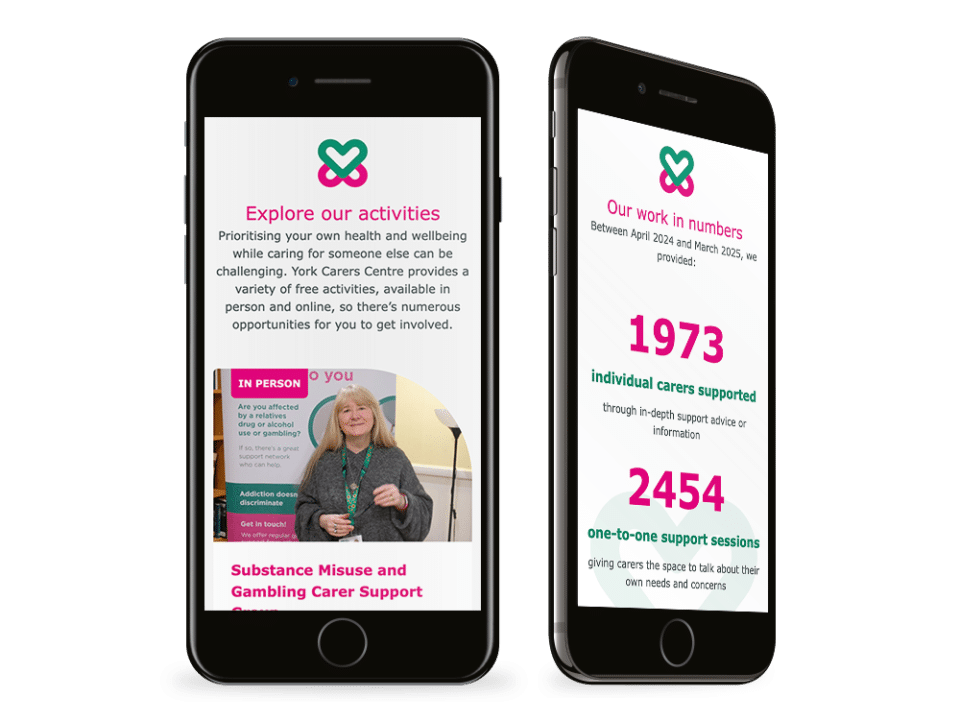 An example of high end design for a charity organisation visualised on a mobile device