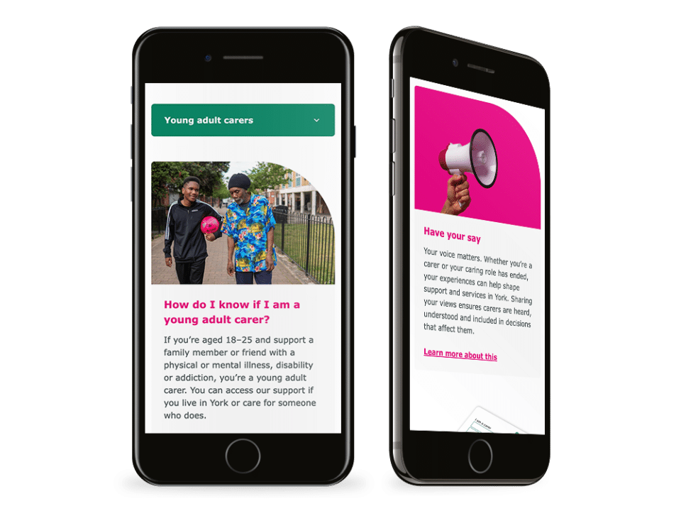 An example of high end design for a charity organisation visualised on a mobile device