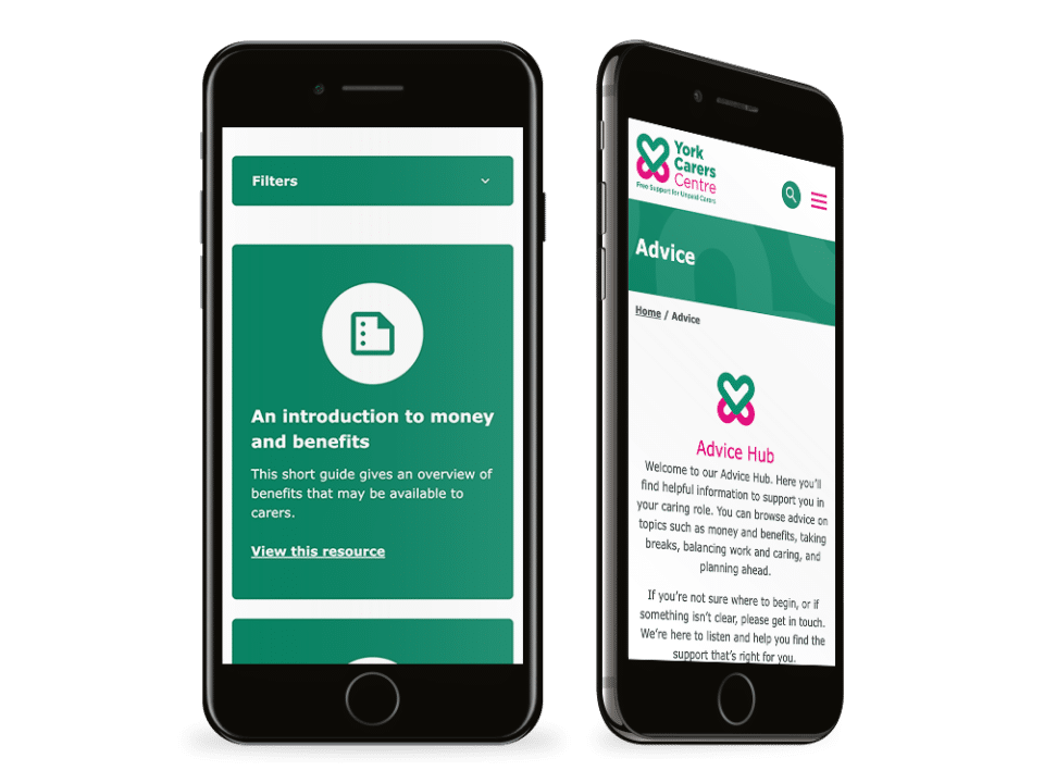 An example of high end design for a charity organisation visualised on a mobile device