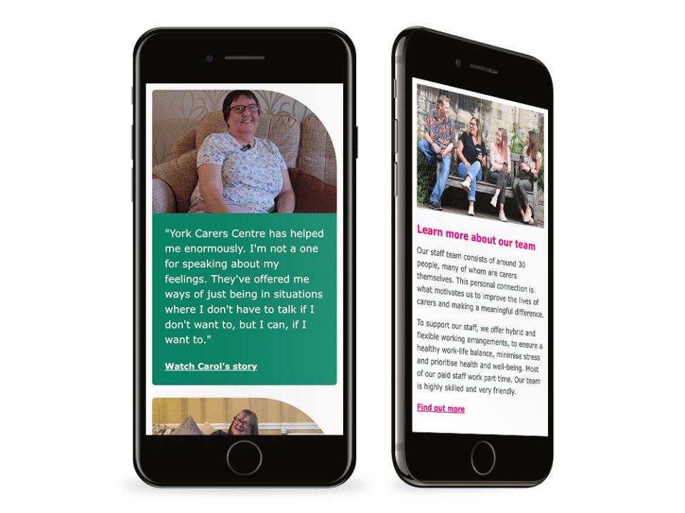 An example of high end design for a charity organisation visualised on a mobile device