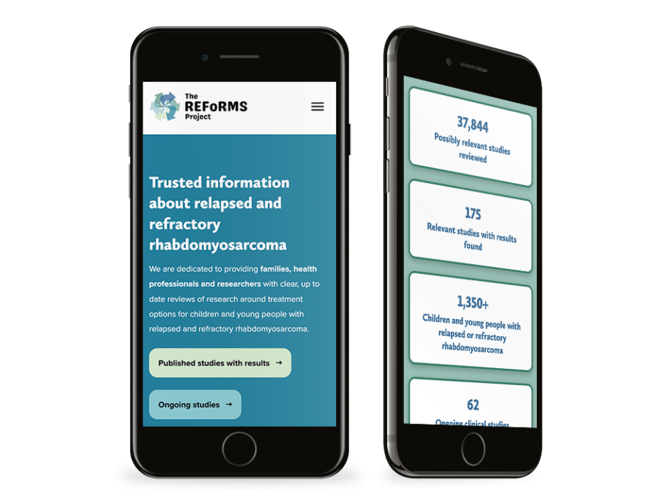 An example of high end design for a charity organisation visualised on a mobile device
