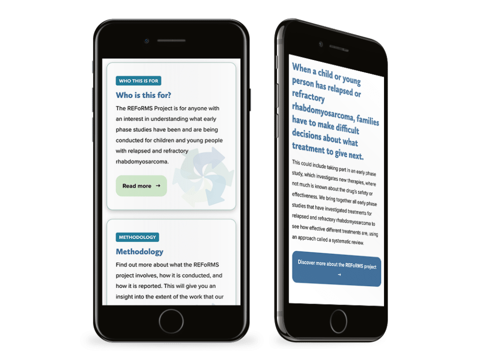 An example of high end design for a charity organisation visualised on a mobile device