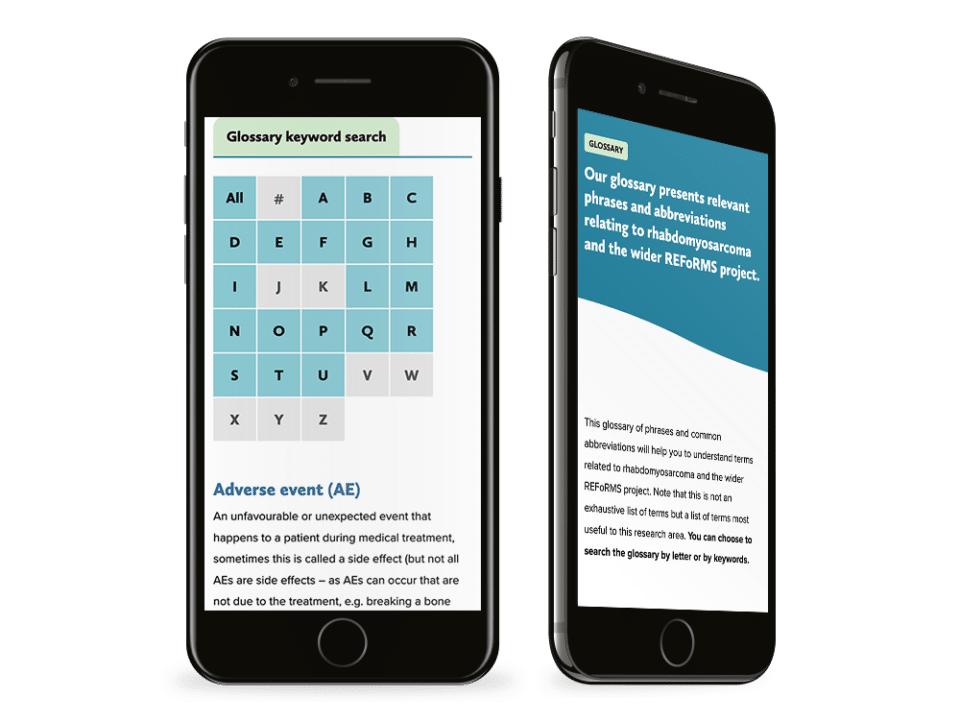 An example of high end design for a charity organisation visualised on a mobile device