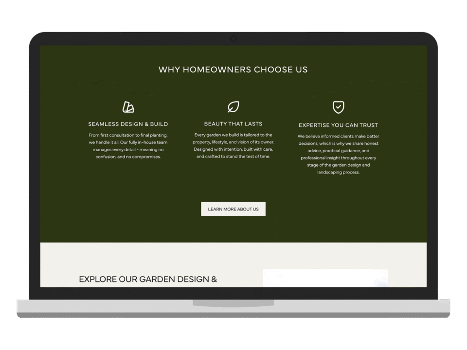 An example of high end design for the property and construction industry visualised on a desktop device