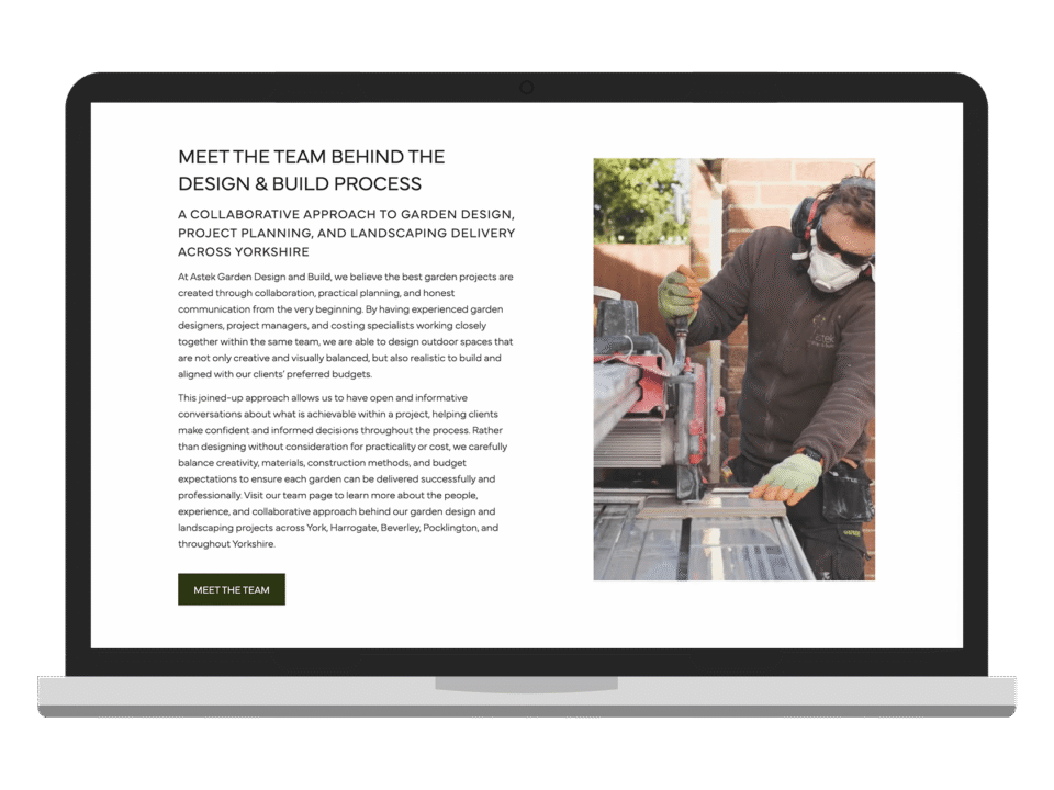 An example of high end design for the property and construction industry visualised on a desktop device