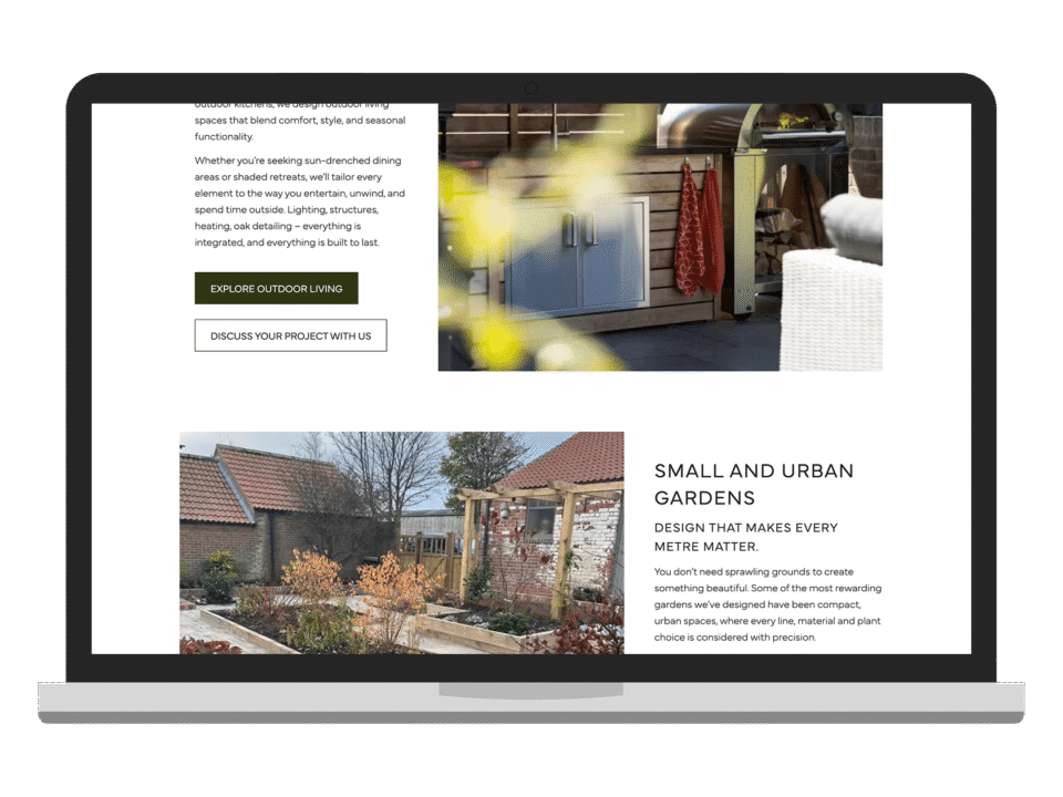 An example of high end design for the property and construction industry visualised on a desktop device
