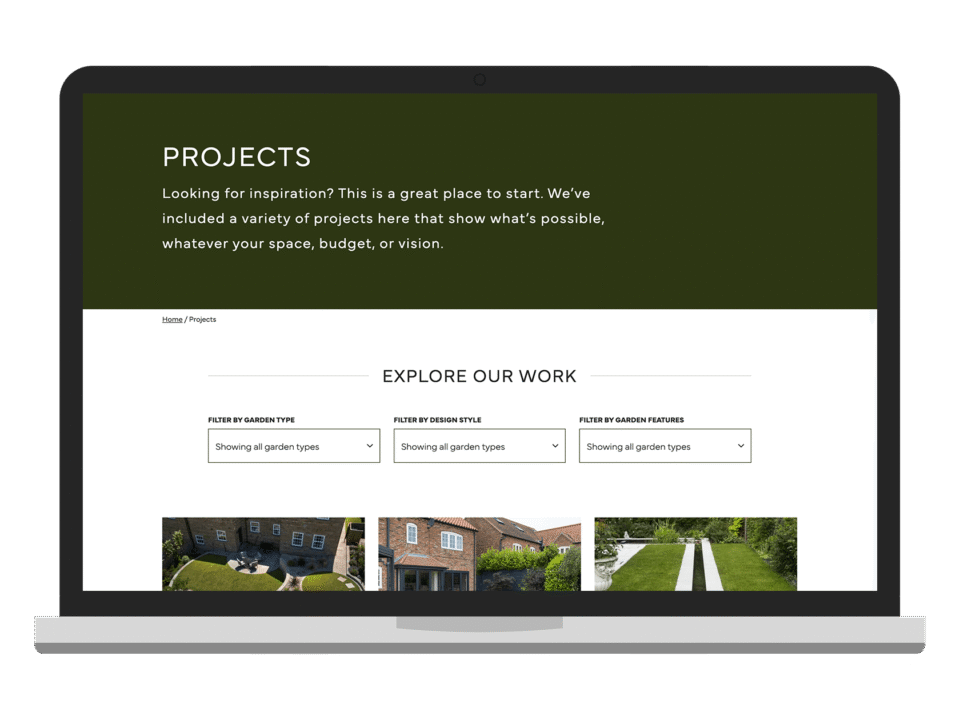 An example of high end design for the property and construction industry visualised on a desktop device