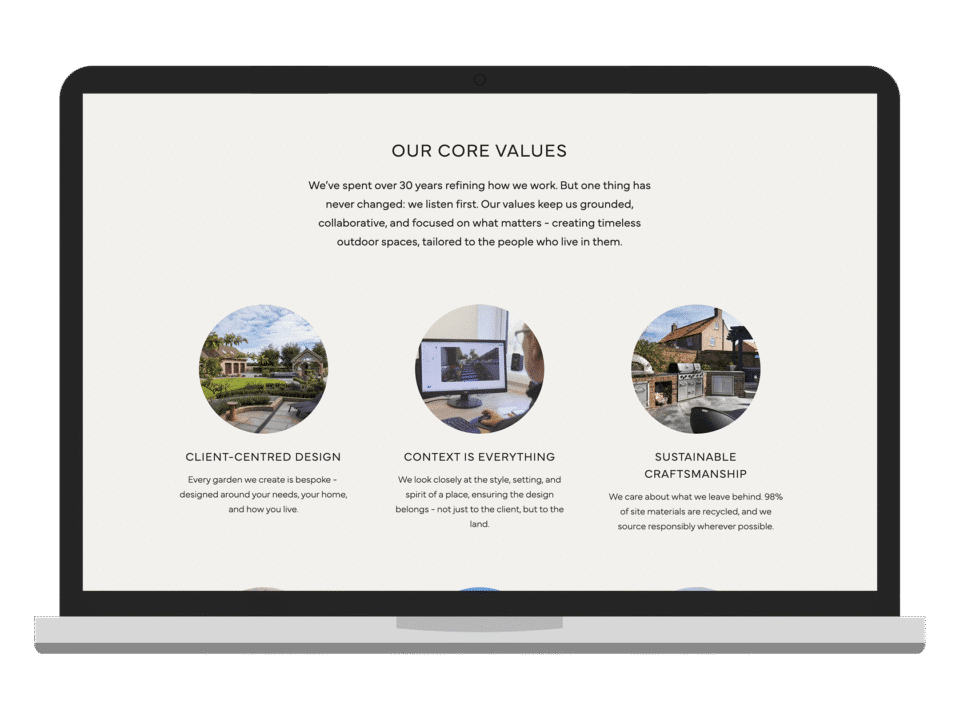 An example of high end design for the property and construction industry visualised on a desktop device