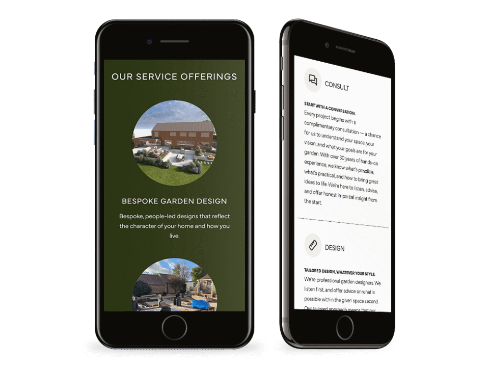 An example of high end design for the property and construction industry visualised on a mobile device