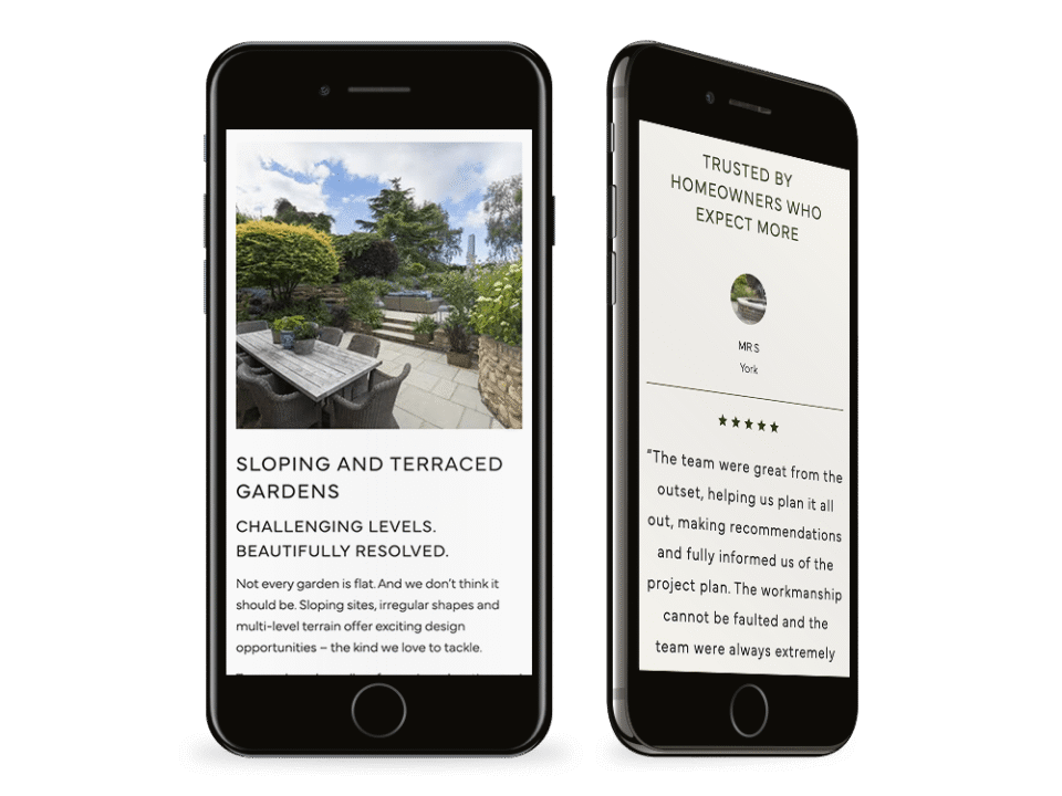 An example of high end design for the property and construction industry visualised on a mobile device