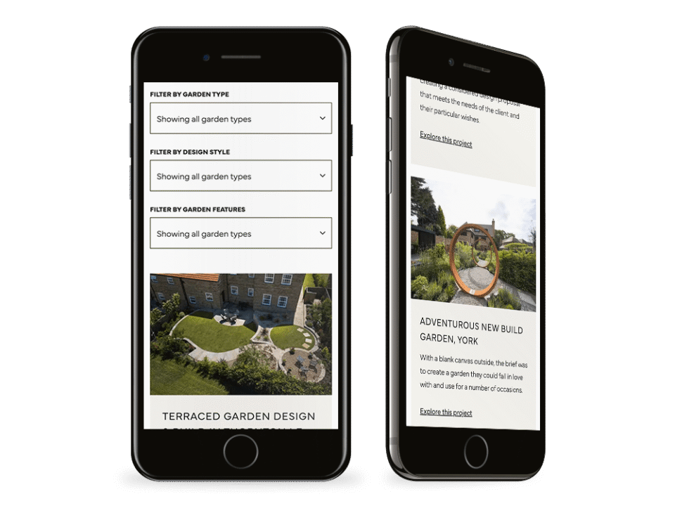 An example of high end design for the property and construction industry visualised on a mobile device