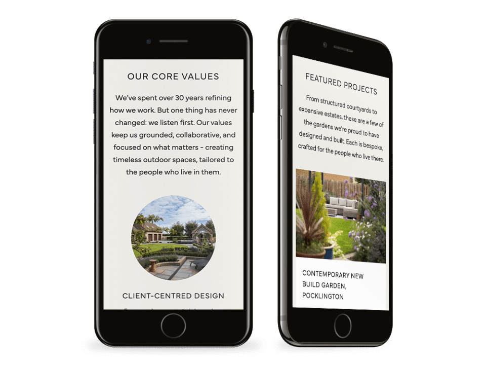 An example of high end design for the property and construction industry visualised on a mobile device