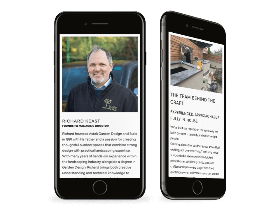 An example of high end design for the property and construction industry visualised on a mobile device