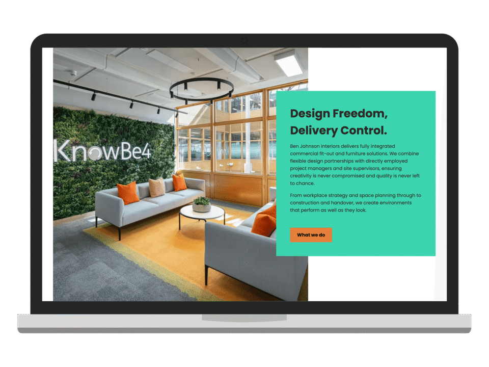 An example of high end design for the property and construction industry visualised on a desktop device