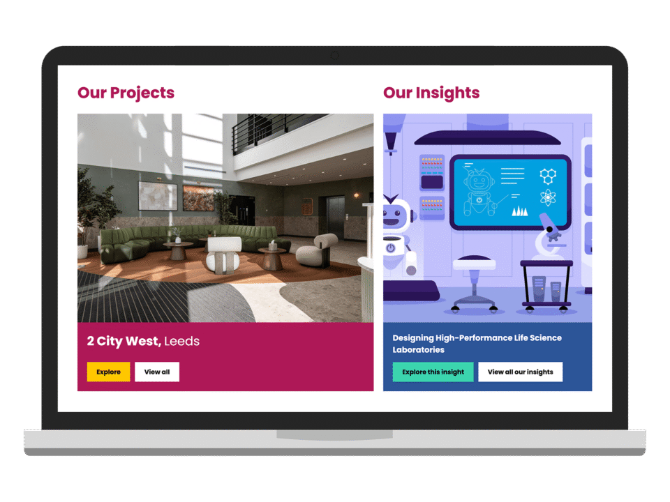 An example of high end design for the property and construction industry visualised on a desktop device