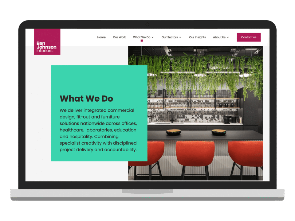 An example of high end design for the property and construction industry visualised on a desktop device