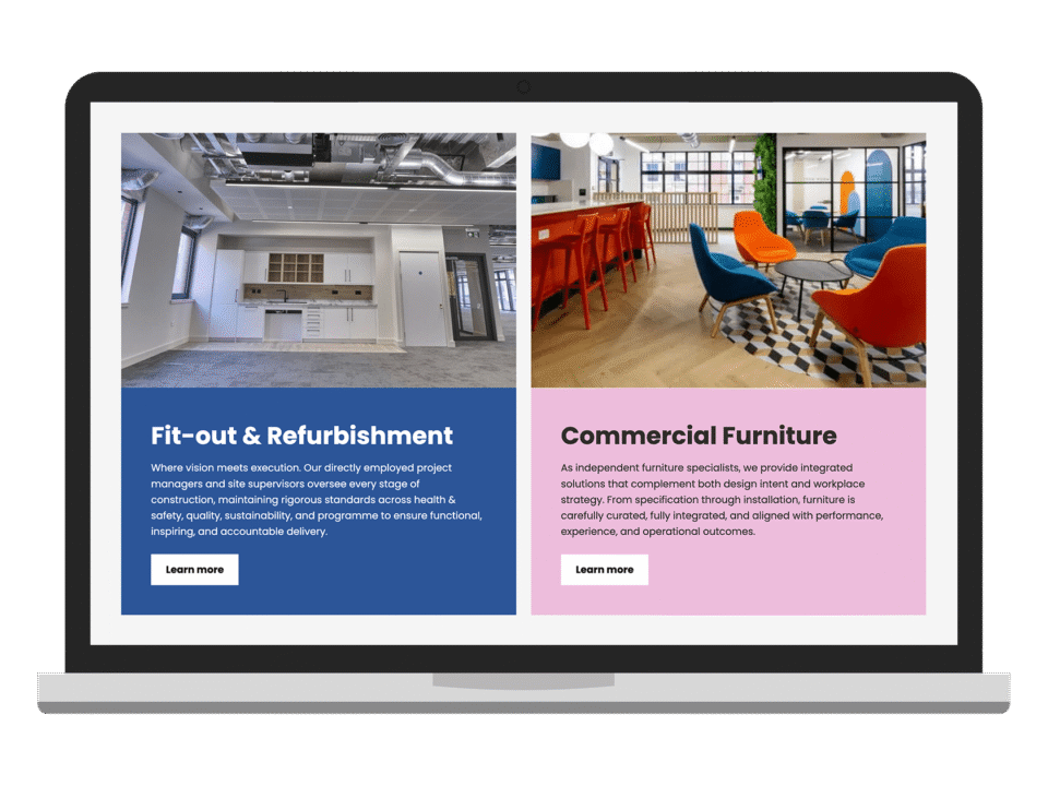 An example of high end design for the property and construction industry visualised on a desktop device