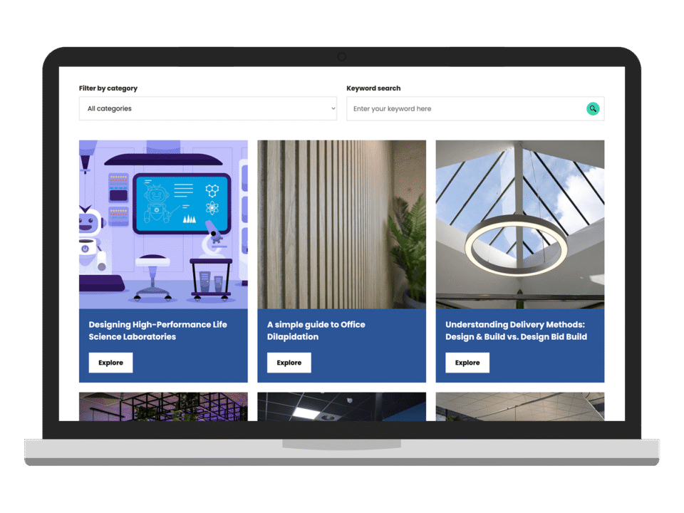 An example of high end design for the property and construction industry visualised on a desktop device
