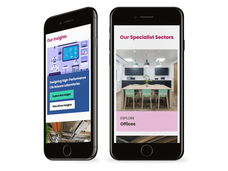 An example of high end design for the property and construction industry visualised on a mobile device