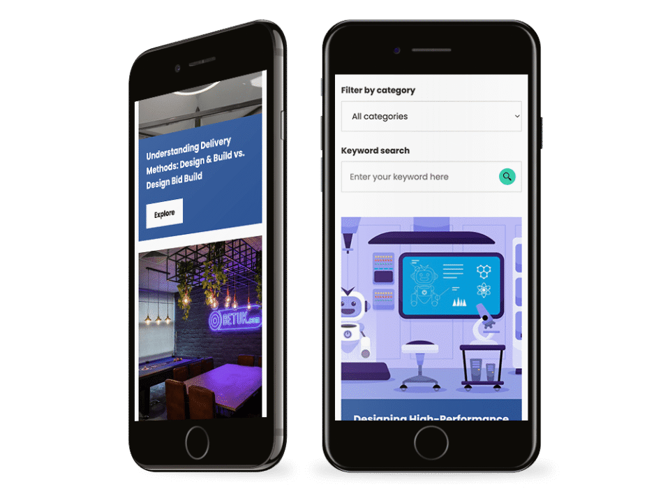 An example of high end design for the property and construction industry visualised on a mobile device