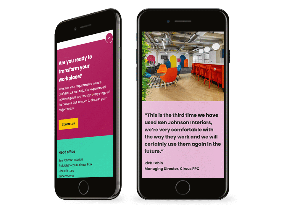 An example of high end design for the property and construction industry visualised on a mobile device